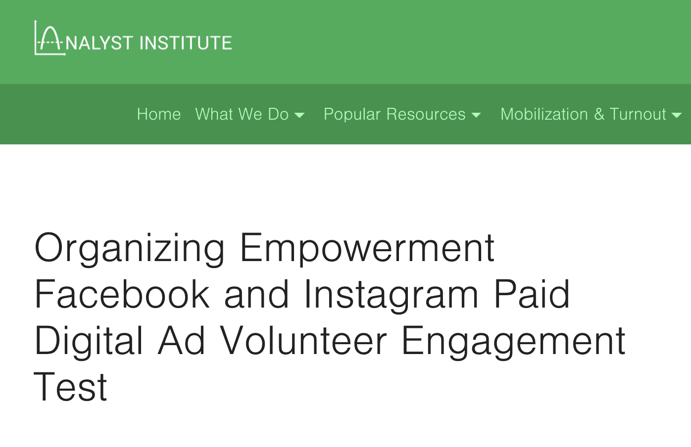 Empower Project Facebook and Instagram Paid Digital Ad Volunteer Engagement Test